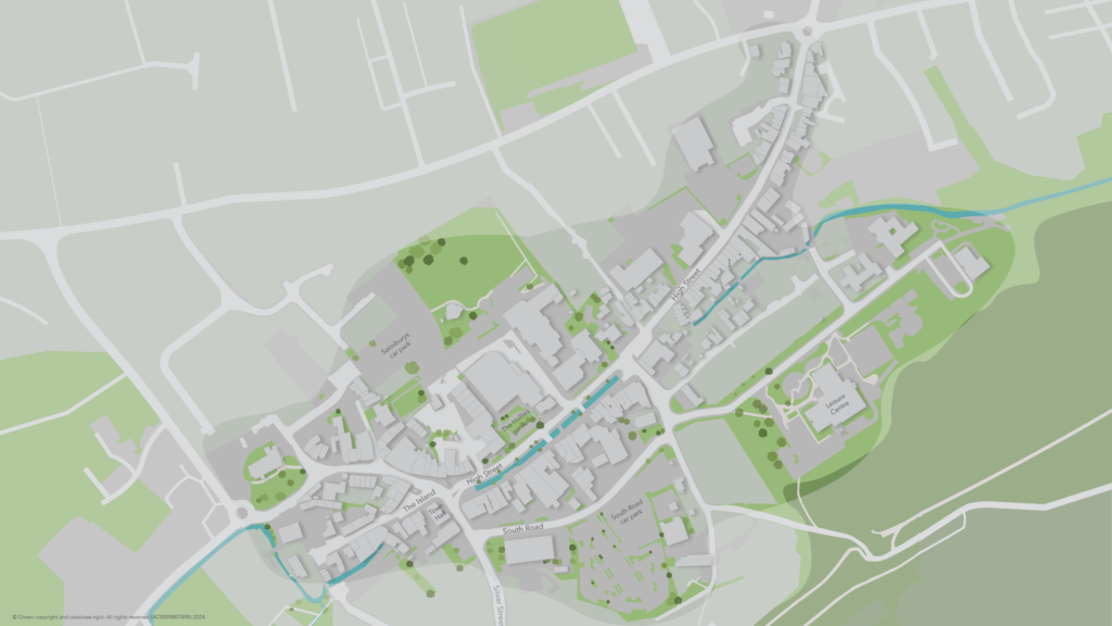 Map of Midsomer Norton Town Centre.